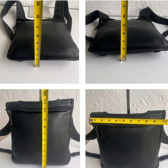 VINTAGE RARE HIPPIE COACH SLIM FLAT BACKPACK #9405 BLACK LEATHER - Picture 11 of 16